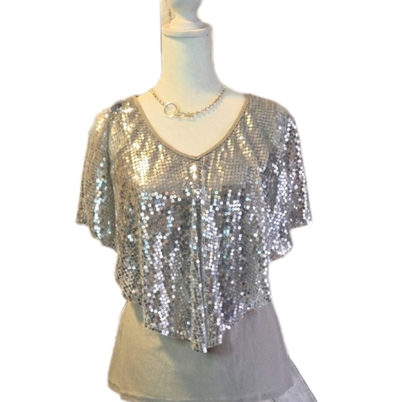 Tops - Silver Sequin Women's Top